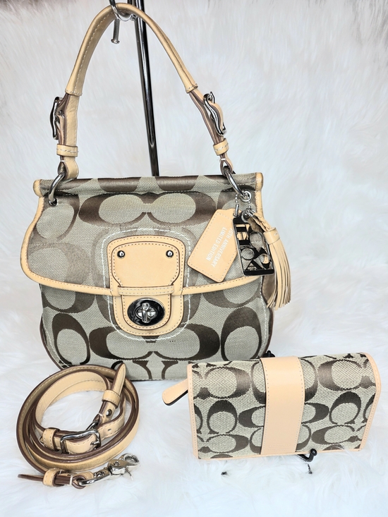 Coach Handbags - Coach 70th Anniversary LE Willis Legacy Bag & Tri Fold Compact Wallet  Bag Strap